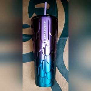 4. Starbucks 24oz Mermaid Purple and Teal Tumbler with straw